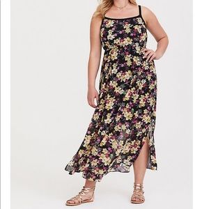 DISNEY TANGLED BLACK FLORAL CHIFFON MAXI DRESS 🐸
